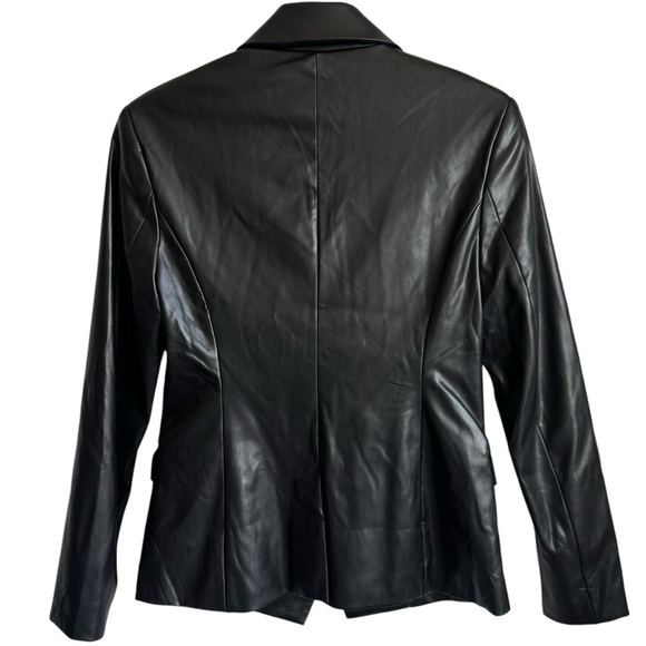 ALEXIA ADMOR | NWOT Nora Vegan Leather Blazer Black Jacket Gold Buttons Small 4 - Picture 2 of 9